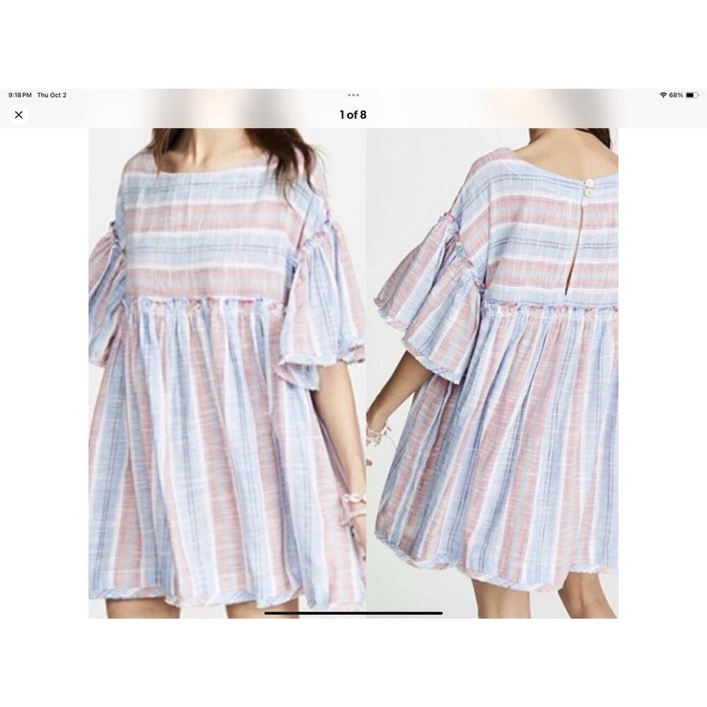 Free People Pastel Pink & Light Blue Striped Midi Dress